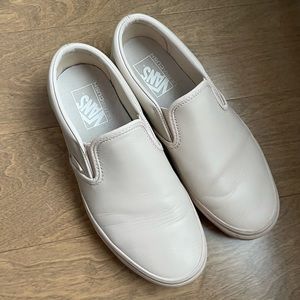 Vans nude leather slip on shoes sz 8.5 women